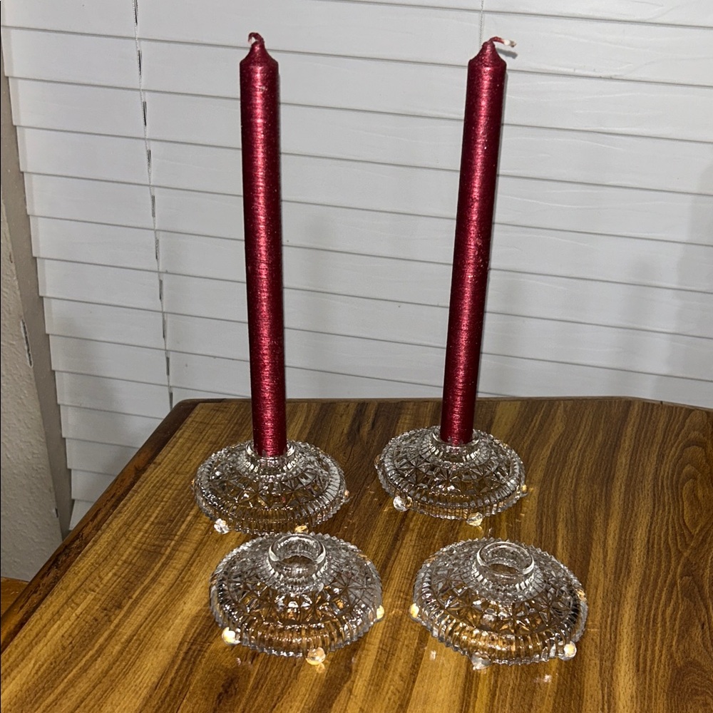 Vintage Elegant Glass Candle Holders (candles not included)